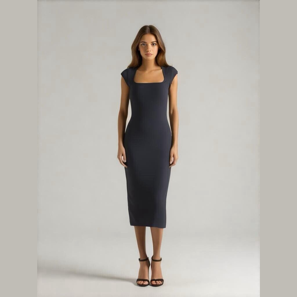 Lock The Label Calf Length Chic Polished Body-Con Curve Hugging Glamcore Dress S